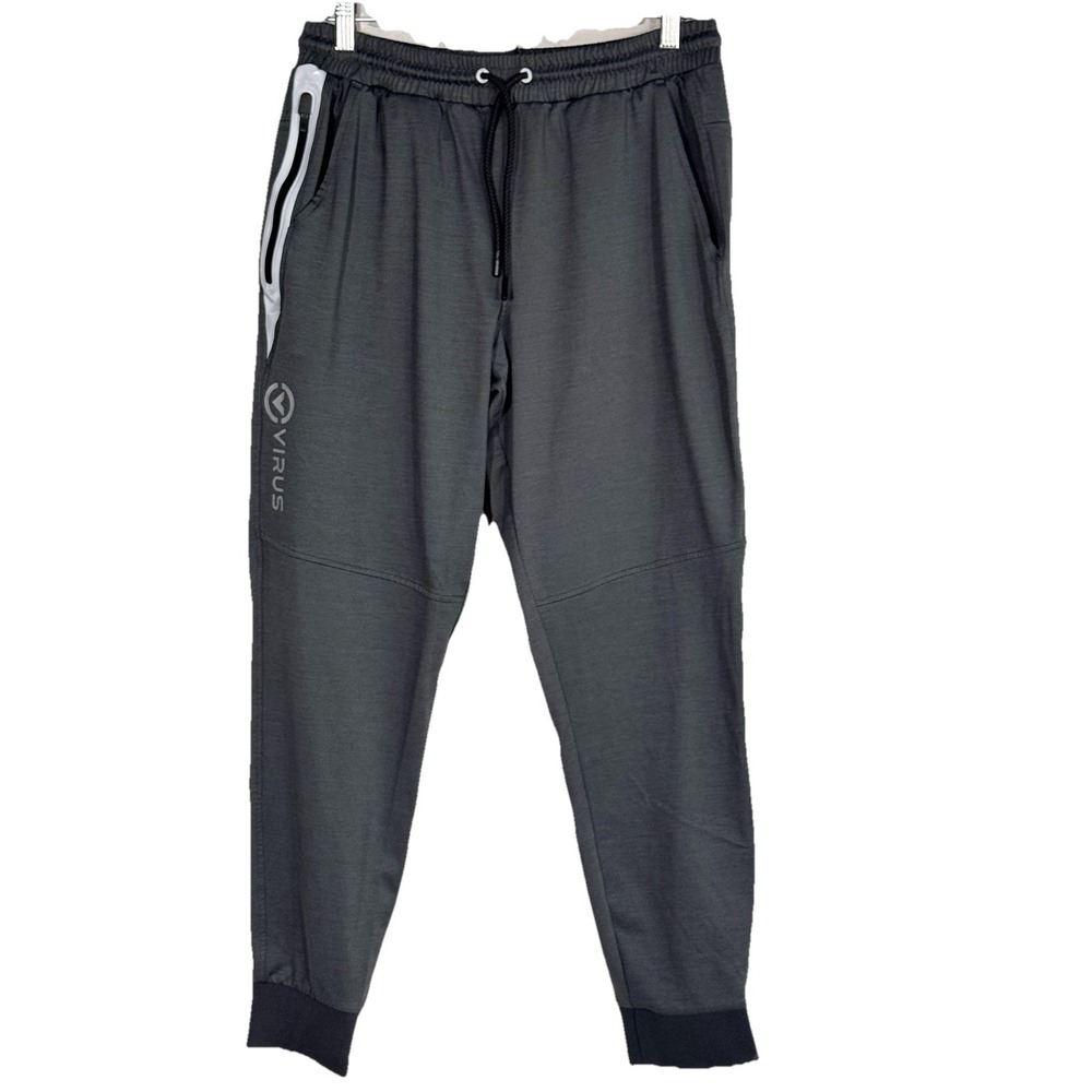 Virus IconX2 Joggers Men Large Gray Tapered Athletic Track Pants Zip Casual